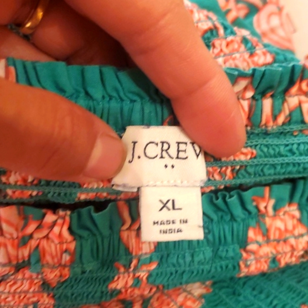 J CREW SIZE XL Floral Teal and Pink Women's Dress - Picture 9 of 15